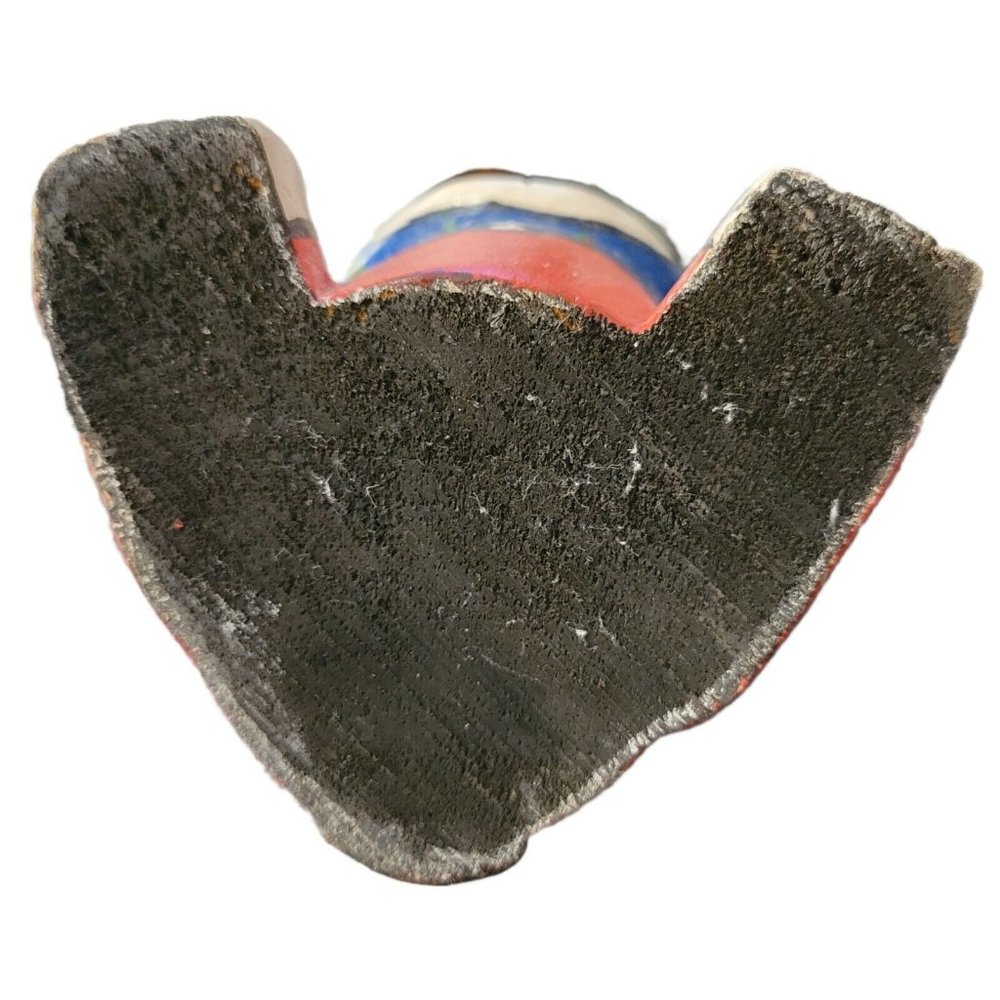 Artisan Folk Art Bear Hand Carved & Painted Wood with Flowers White Plaid Teddy - Picture 8 of 8